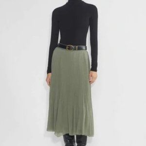 Wilfred twirl pleated skirt Aritzia green midi NWT